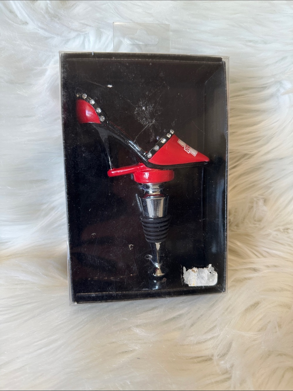 Nebraska Husker Red Rhinestone High Heel Wine Bottle Stopper